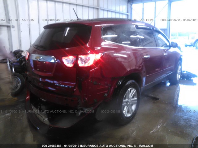 1GNKRGKD4EJ330322 - 2014 CHEVROLET TRAVERSE LT RED photo 4