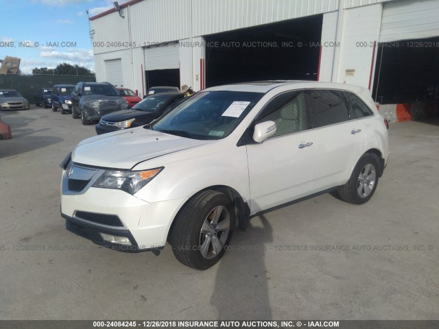 2HNYD2H4XBH509774 - 2011 ACURA MDX TECHNOLOGY WHITE photo 2