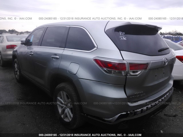 5TDZARFH3GS020756 - 2016 TOYOTA HIGHLANDER LE SILVER photo 3