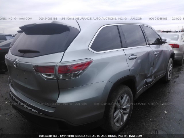 5TDZARFH3GS020756 - 2016 TOYOTA HIGHLANDER LE SILVER photo 4