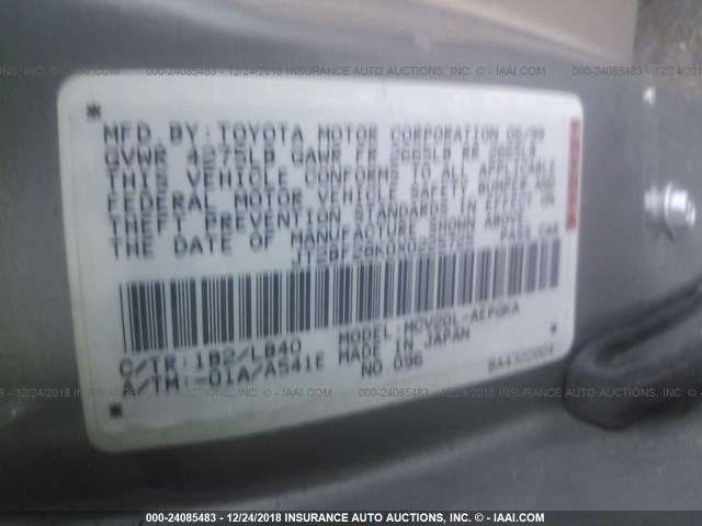 JT2BF28K0X0225725 - 1999 TOYOTA CAMRY LE/XLE 米色 照片 9