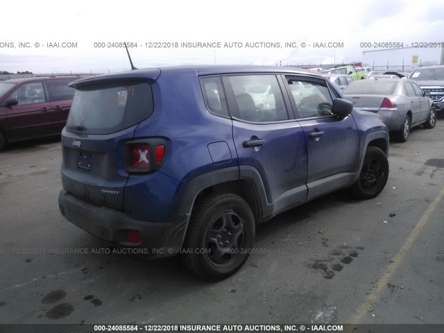 ZACCJBAW0GPD06368 - 2016 JEEP RENEGADE SPORT Կապույտ լուսանկար 4