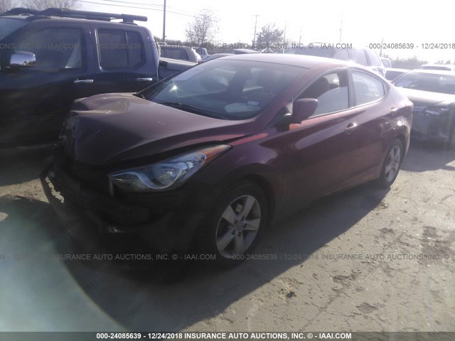 5NPDH4AE5DH360532 - 2013 HYUNDAI ELANTRA GLS/LIMITED RED photo 2