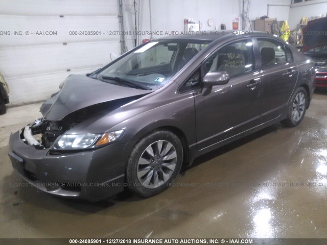 1HGFA16999L028797 - 2009 HONDA CIVIC EXL GRAY photo 2