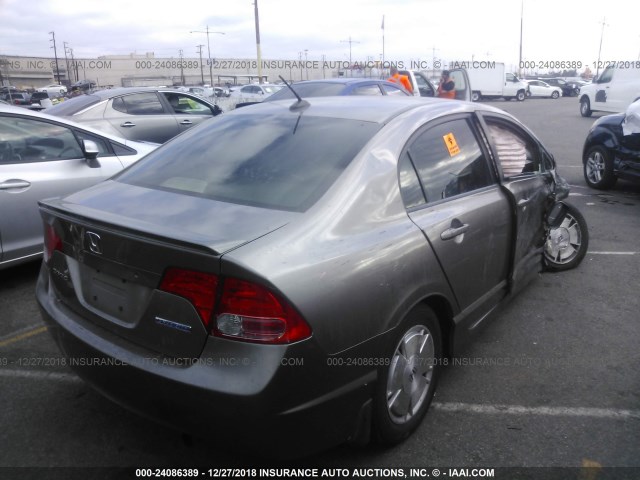 JHMFA36267S020929 - 2007 HONDA CIVIC HYBRID Pewter photo 4