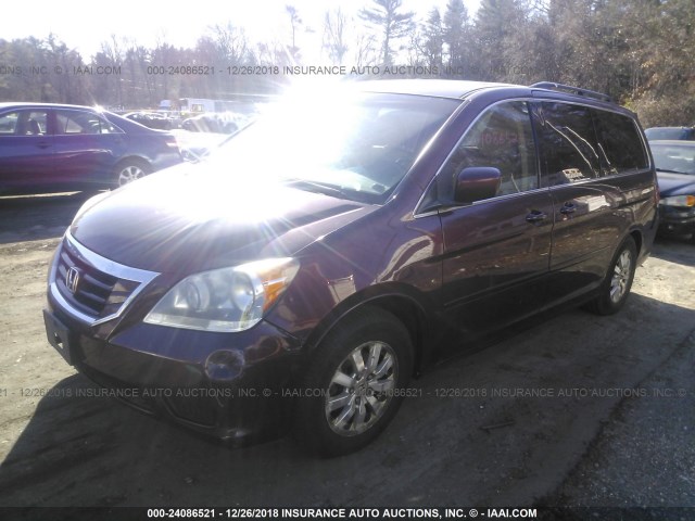 5FNRL38788B084390 - 2008 HONDA ODYSSEY EXL RED photo 2