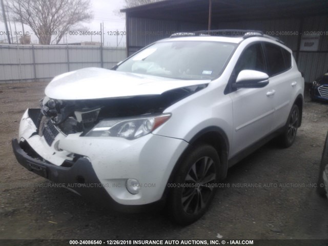 2T3YFREV1FW173993 - 2015 TOYOTA RAV4 LIMITED WHITE photo 2