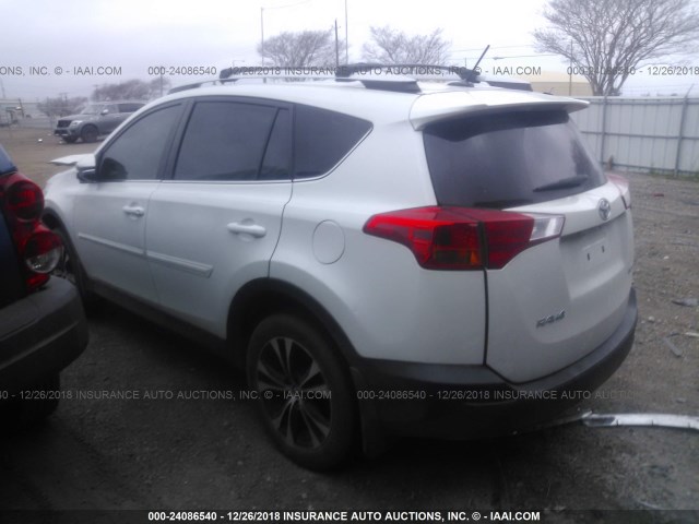 2T3YFREV1FW173993 - 2015 TOYOTA RAV4 LIMITED WHITE photo 3