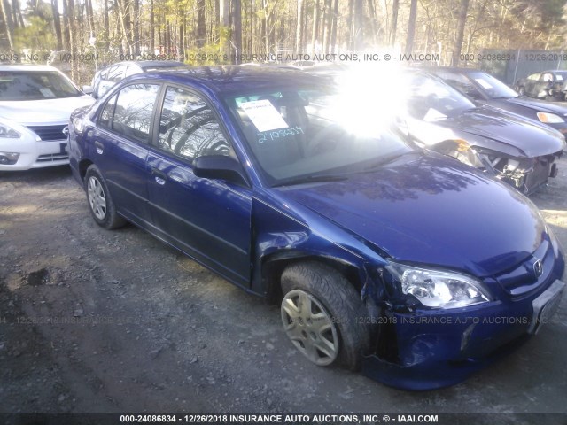 2HGES16325H578757 - 2005 HONDA CIVIC DX VP BLUE photo 1