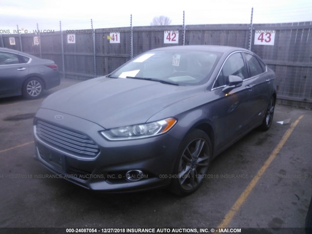 3FA6P0D97ER391661 - 2014 FORD FUSION TITANIUM GRAY photo 2