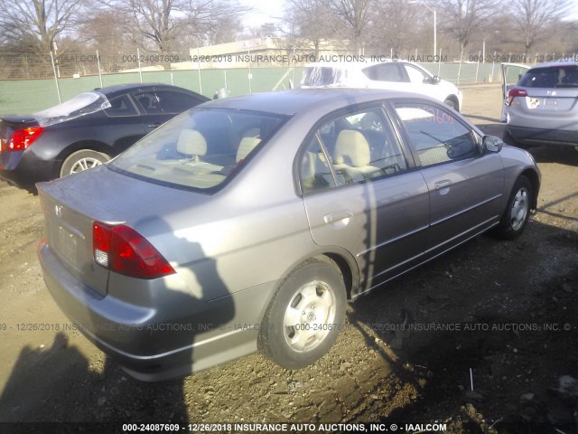 JHMES96665S010607 - 2005 HONDA CIVIC HYBRID SILVER photo 4