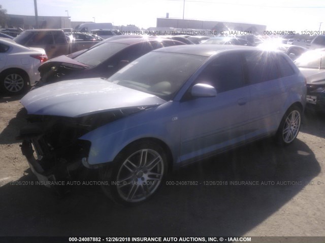 WAUHF78P27A076848 - 2007 AUDI A3 2 BLUE photo 2