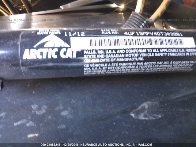 4UF13MPV4DT303381 - 2013 ARCTIC CAT WILDCAT WHITE photo 9