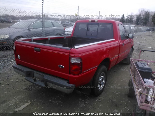 1FTYR10U62PA69268 - 2002 FORD RANGER RED photo 4