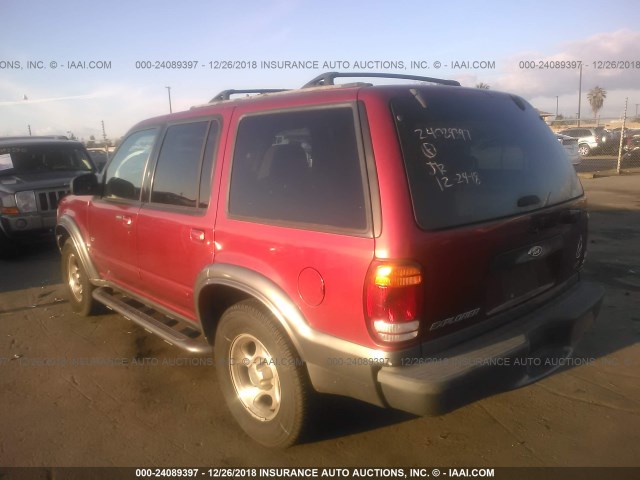 1FMZU63E5YZA78251 - 2000 FORD EXPLORER XLT RED photo 3