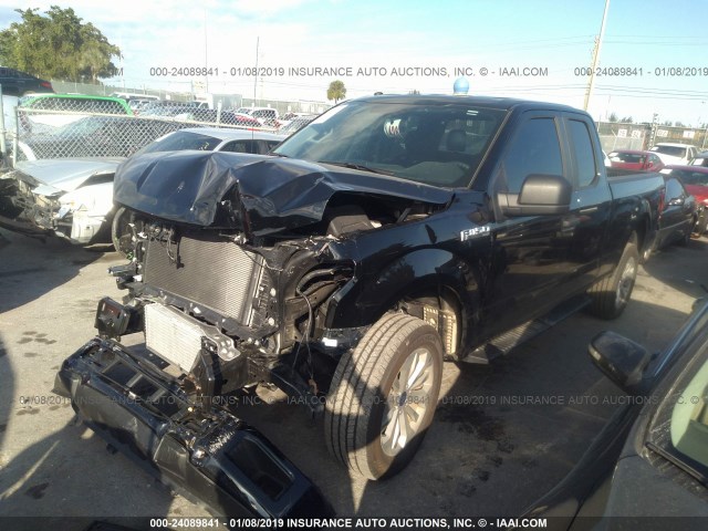 1FTEX1CP2JFC52251 - 2018 FORD F150 SUPER CAB BLACK photo 2