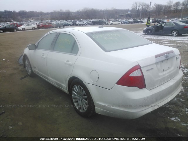 3FADP0L33AR211428 - 2010 FORD FUSION HYBRID WHITE photo 3