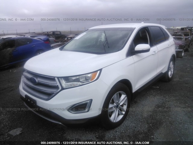 2FMTK3J81FBC26869 - 2015 FORD EDGE SEL WHITE photo 2