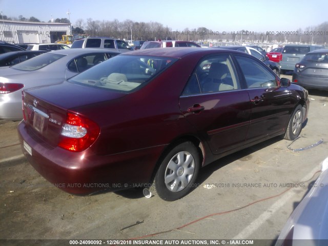 4T1BE32K63U248644 - 2003 TOYOTA CAMRY LE/XLE/SE BURGUNDY photo 4