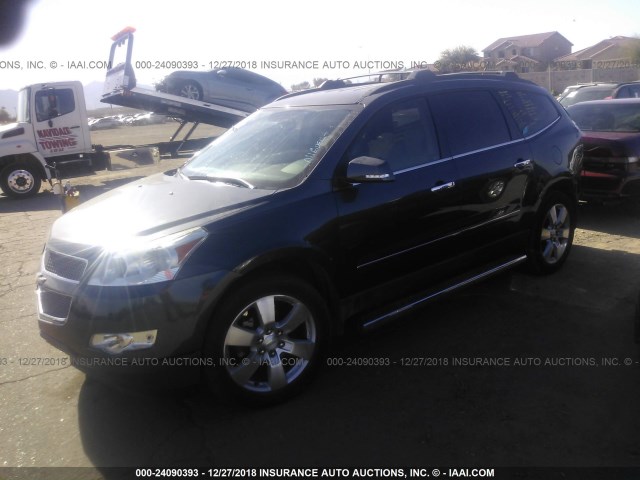 1GNKRLED2CJ406721 - 2012 CHEVROLET TRAVERSE LTZ BLACK photo 2