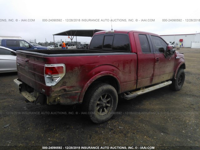 1FTFX1EV7AFA85918 - 2010 FORD F150 SUPER CAB RED photo 4