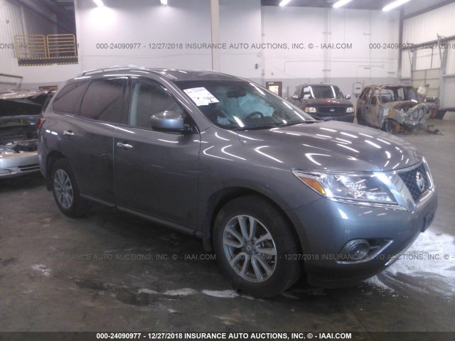 5N1AR2MM9GC665373 - 2016 NISSAN PATHFINDER S/SV/SL/PLATINUM GRAY photo 1
