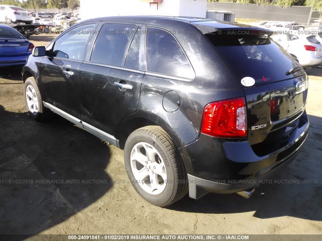 2FMDK3JCXBBB27650 - 2011 FORD EDGE SEL BLACK photo 3