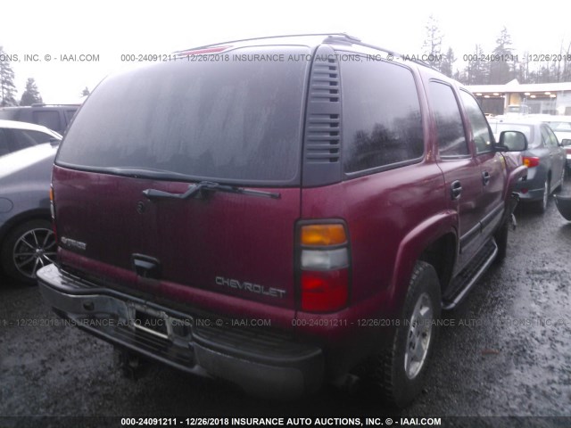 1GNEK13V74J293156 - 2004 CHEVROLET TAHOE K1500 MAROON photo 4