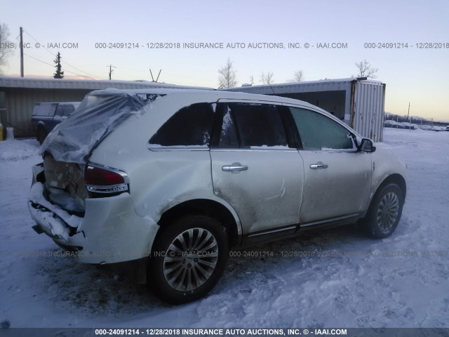 2LMDJ8JK9EBL11896 - 2014 LINCOLN MKX WHITE photo 4