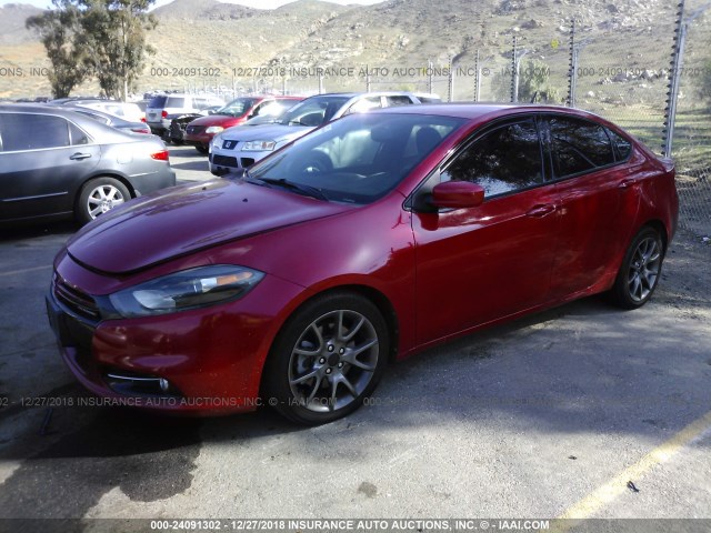 1C3CDFBH6DD134652 - 2013 DODGE DART SXT RED photo 2