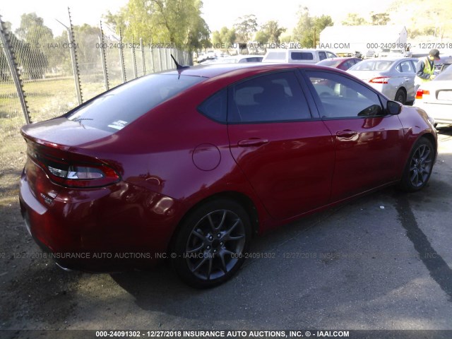 1C3CDFBH6DD134652 - 2013 DODGE DART SXT RED photo 4