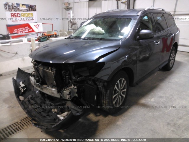 5N1AR2MM0EC614972 - 2014 NISSAN PATHFINDER S/SV/SL/PLATINUM GRAY photo 2