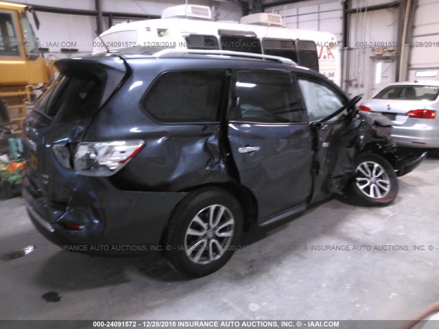 5N1AR2MM0EC614972 - 2014 NISSAN PATHFINDER S/SV/SL/PLATINUM GRAY photo 4