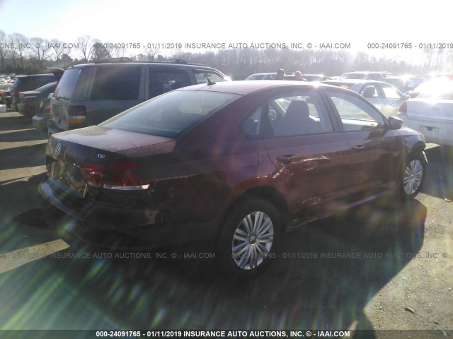 1VWAT7A3XFC040569 - 2015 VOLKSWAGEN PASSAT S RED photo 4