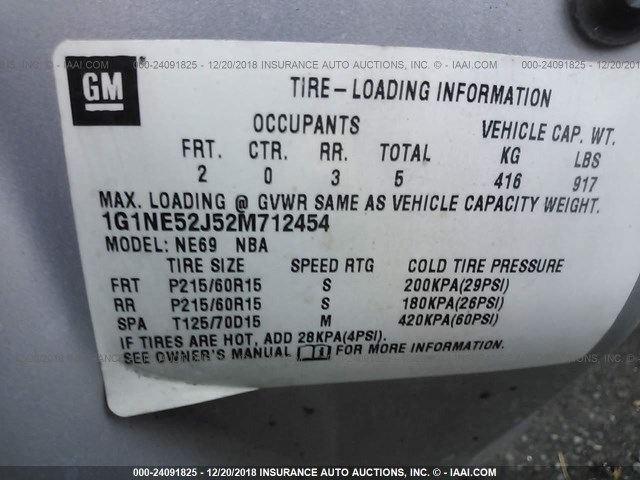 1G1NE52J52M712454 - 2002 CHEVROLET MALIBU LS 银色 照片 9