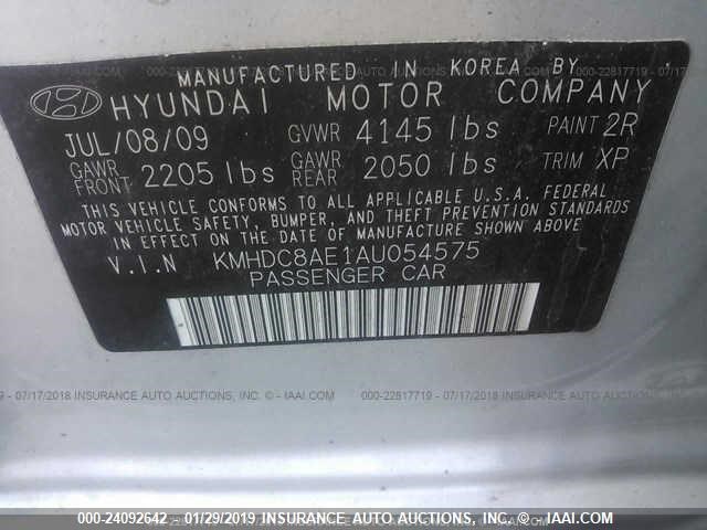 KMHDC8AE1AU054575 - 2010 HYUNDAI ELANTRA TOURING GLS/SE SILVER photo 9