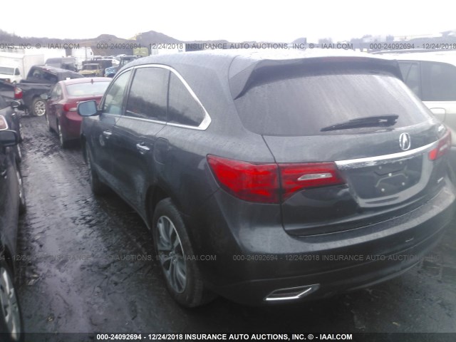 5FRYD4H4XGB046127 - 2016 ACURA MDX TECHNOLOGY GRAY photo 3