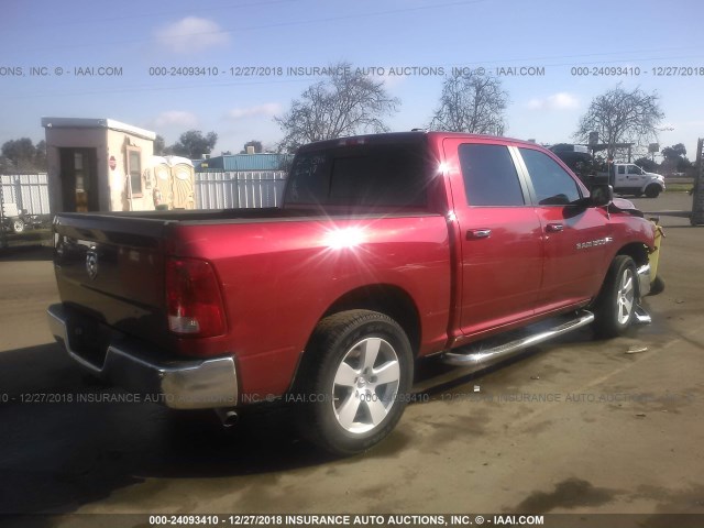 1C6RD6LT9CS101042 - 2012 DODGE RAM 1500 SLT RED photo 4