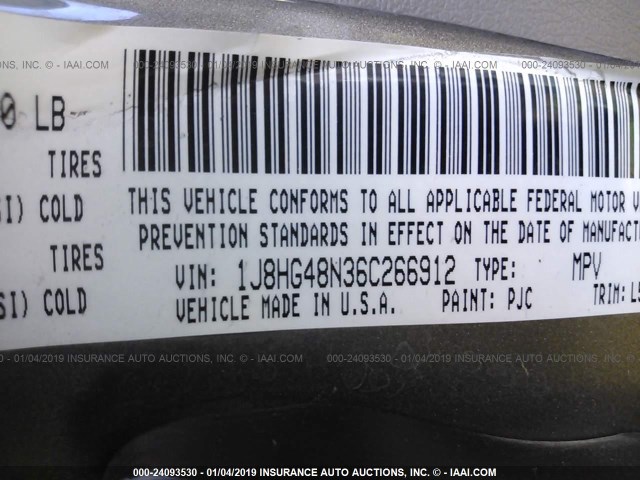 1J8HG48N36C266912 - 2006 JEEP COMMANDER Qəhvəyi foto 9