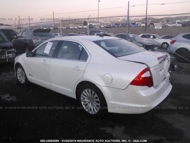 3FADP0L38AR412614 - 2010 FORD FUSION HYBRID WHITE photo 3