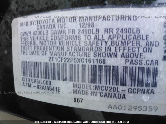 2T1CF22P5XC161168 - 1999 TOYOTA CAMRY SOLARA SE/SLE Yaşıl foto 9