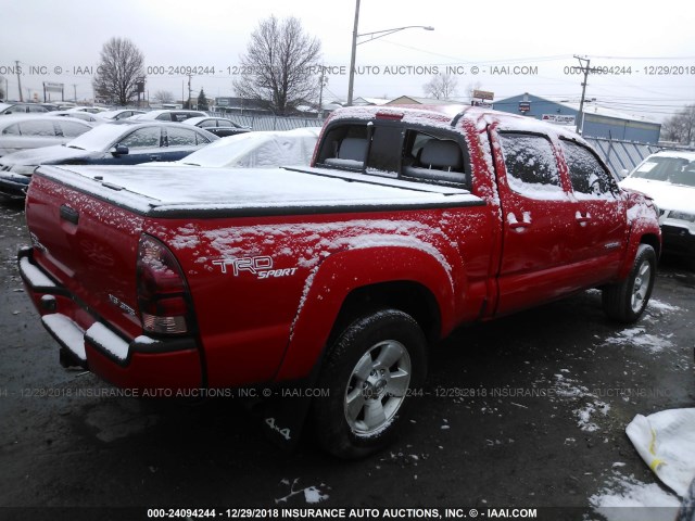 5TEMU52N27Z402303 - 2007 TOYOTA TACOMA DOUBLE CAB LONG BED RED photo 4