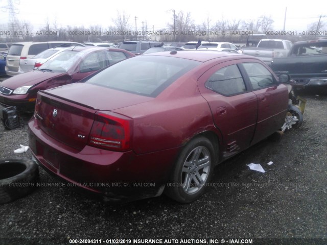 2B3KA43G76H260505 - 2006 DODGE CHARGER SE/SXT RED photo 4