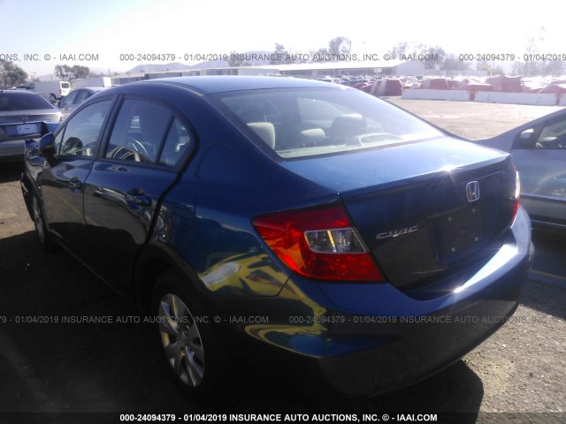 2HGFB2F5XCH578983 - 2012 HONDA CIVIC LX BLUE photo 3