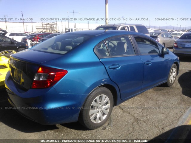 2HGFB2F5XCH578983 - 2012 HONDA CIVIC LX BLUE photo 4