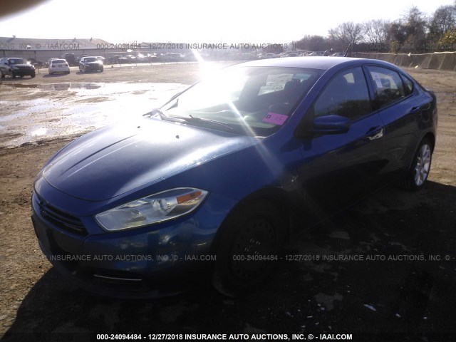 1C3CDFBH1DD155506 - 2013 DODGE DART SXT BLUE photo 2