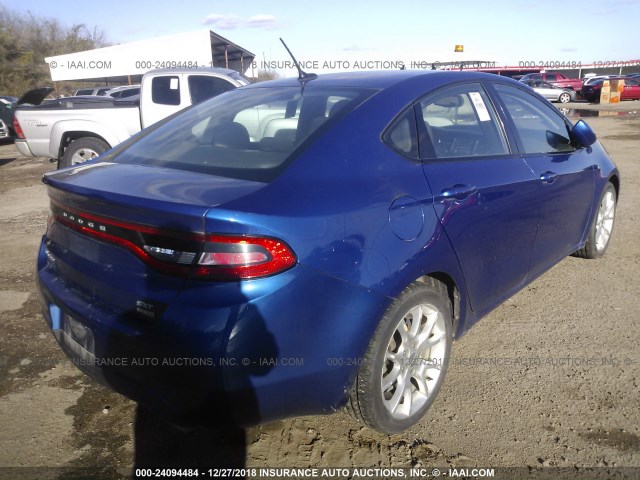 1C3CDFBH1DD155506 - 2013 DODGE DART SXT BLUE photo 4