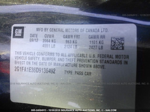 2G1FA1E36D9136492 - 2013 CHEVROLET CAMARO LS BLUE photo 9