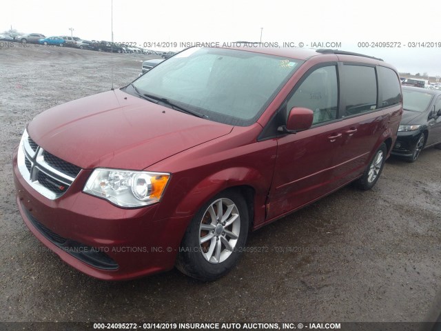 2C4RDGCG9ER103637 - 2014 DODGE GRAND CARAVAN SXT MAROON photo 2