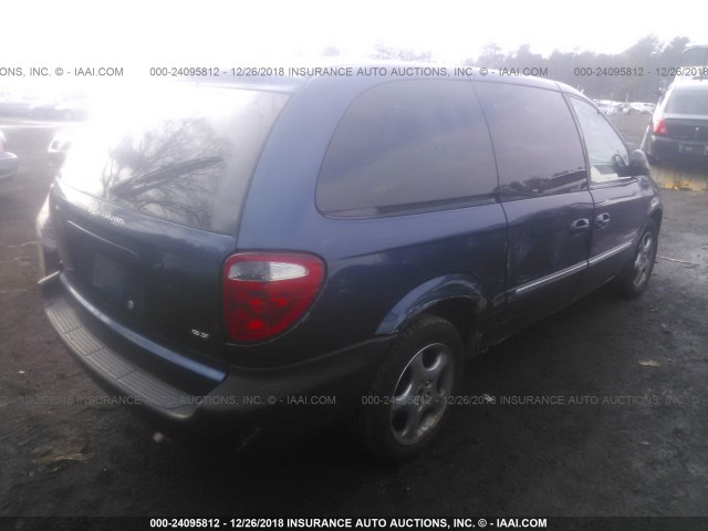 2B4GP54L21R299216 - 2001 DODGE GRAND CARAVAN ES BLUE photo 4